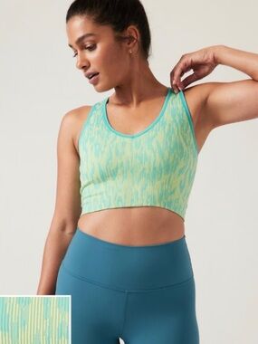 Athleta Teal and Yellow V-Neck Ribbed Tank